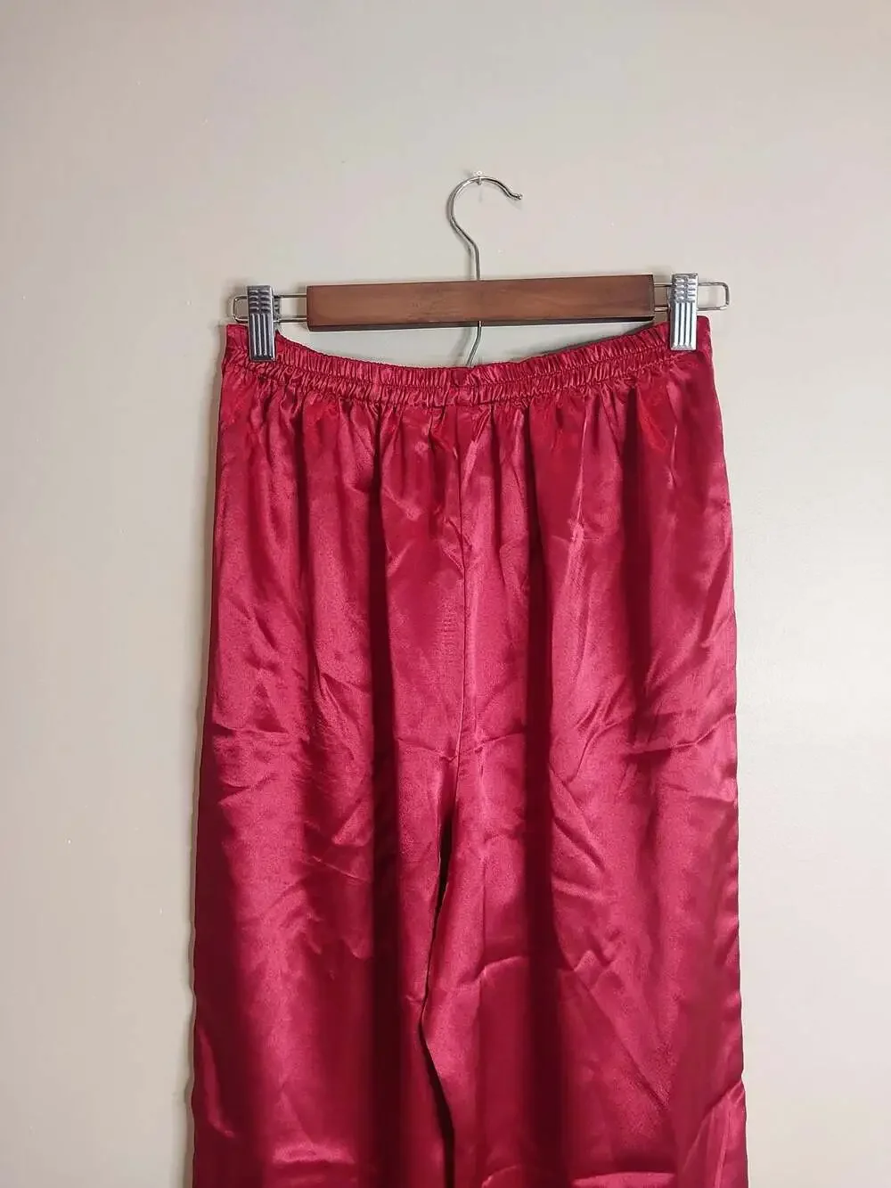 Vintage Victoria's Secret Gold Label Button Front Satin Red Brocade Sleep Shirt